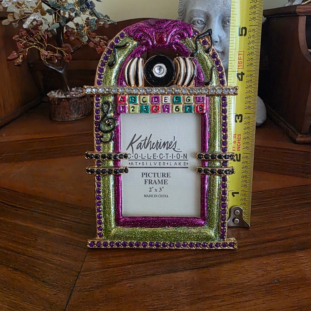 Katherine's Collection Enamel Picture Frame Jukebox Green Purple 2x3 Retro Decor - Picture 4 of 5